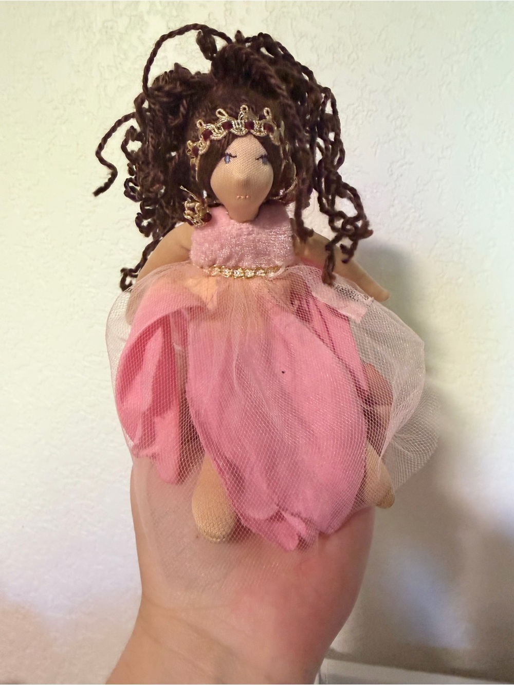 Folkmanis Pink Flower Princess Girl Finger Puppet Retired 6.5”
